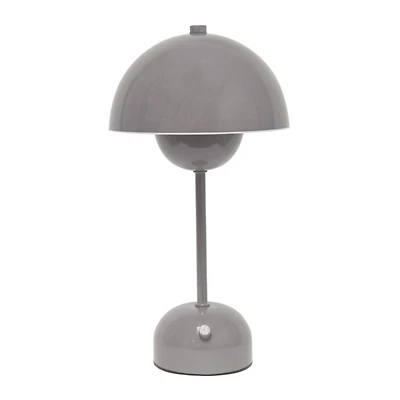 Gray Metal Mushroom Cordless Touch Lamp