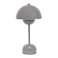 Gray Metal Mushroom Cordless Touch Lamp