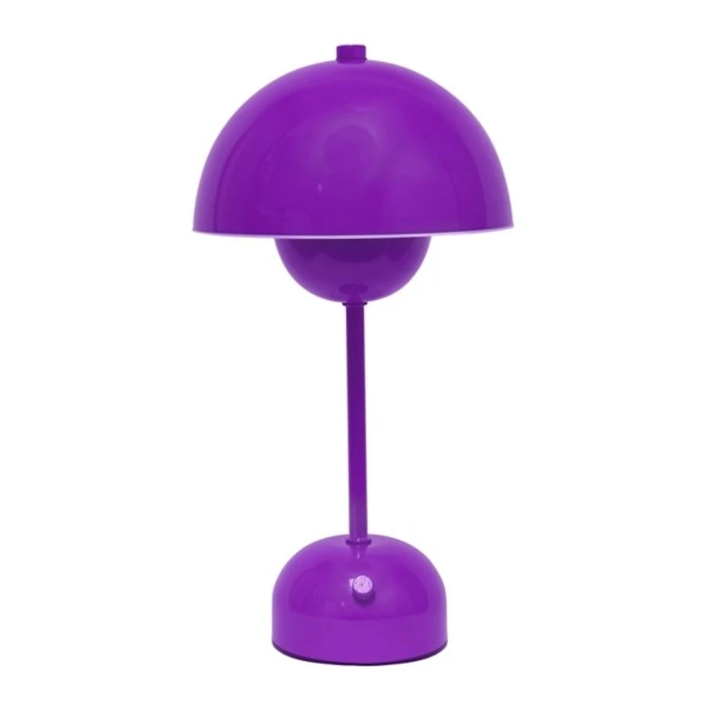 Purple Metal Mushroom Cordless Touch Lamp