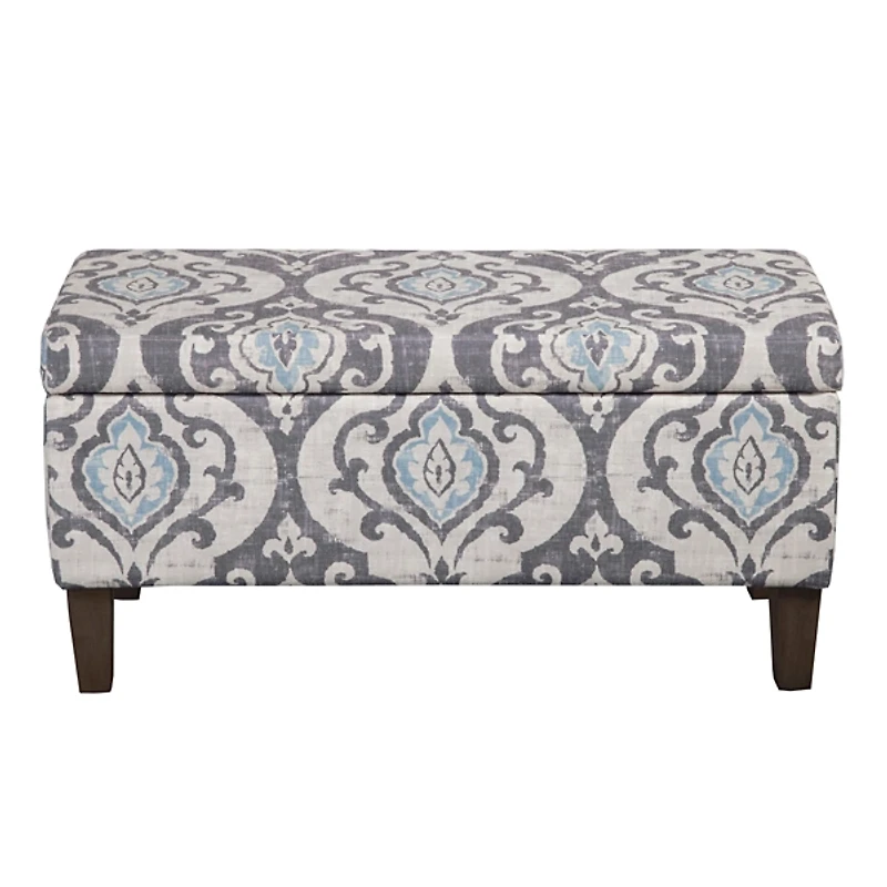 Slate Blue Ikat Storage Ottoman