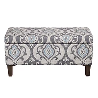 Slate Blue Ikat Storage Ottoman