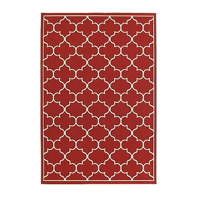 Red Quatrefoil Jenn Outdoor Rug, 5x7