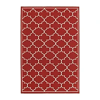 Red Quatrefoil Jenn Outdoor Rug, 5x7