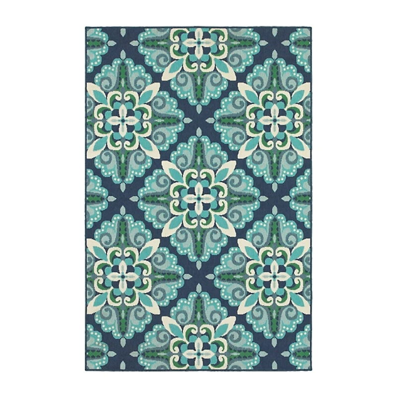 Floral Medallion Jenn Outdoor Rug, 5x7