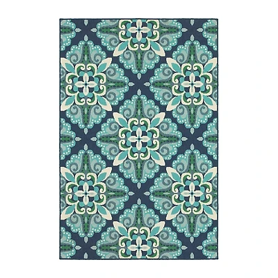 Floral Medallion Jenn Outdoor Rug, 5x7