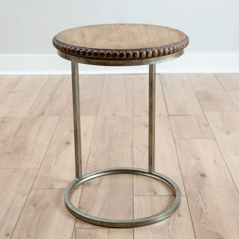 Beaded Round Wood C-Table
