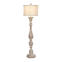 Distressed Cream Spindle Floor Lamp