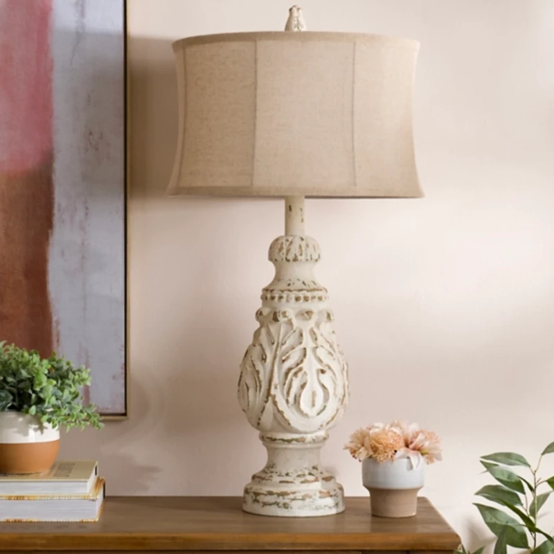 Caroline Distressed Cream Table Lamp