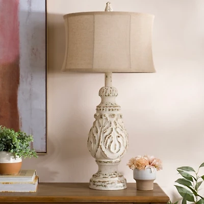 Caroline Distressed Cream Table Lamp