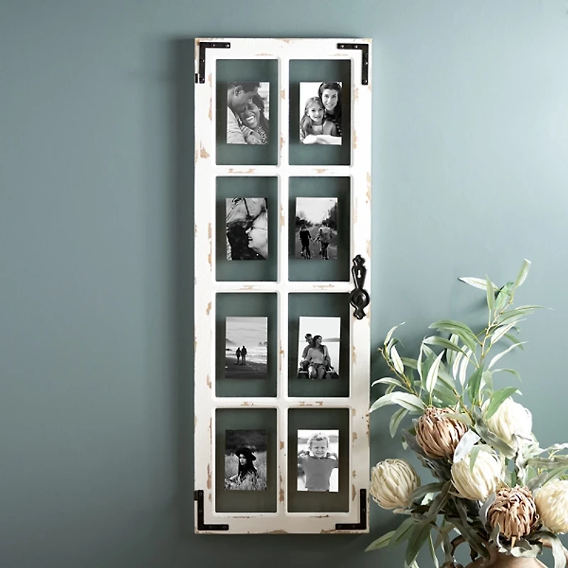 Distressed Wood and Metal Windowpane Collage Frame