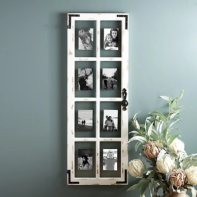 Distressed Wood and Metal Windowpane Collage Frame