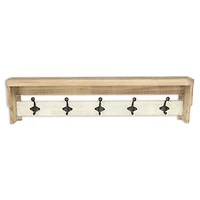 Distressed Wall Shelf with Hooks