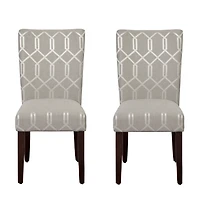 Pewter Gray Lattice Parsons Chairs, Set of 2