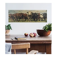 Cow Herd Wood Panel Art Print