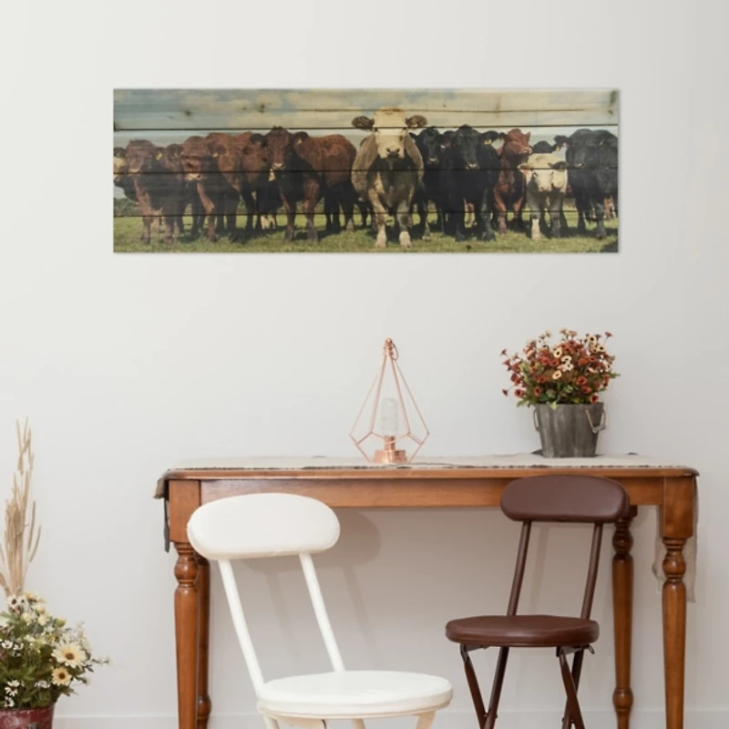 Cow Herd Wood Panel Art Print