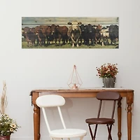 Cow Herd Wood Panel Art Print