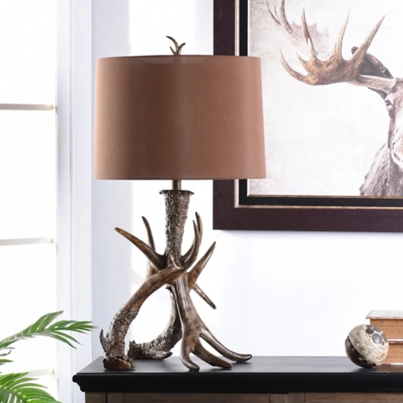 Brown Faux Antler Table Lamp