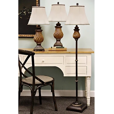Toffee Twist Floor and Table Lamps, Set of 3