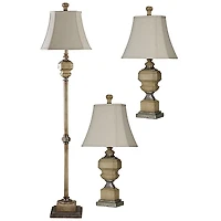 Antique Statue Floor and Table Lamps, Set of 3