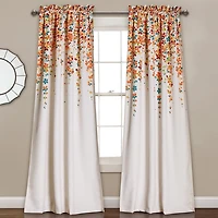 Tangerine Flowers Curtain Panel Set, 84 in.