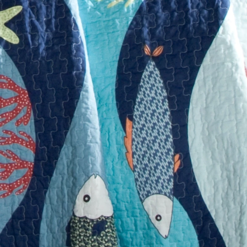 Sealife Blue 2-pc. Twin Quilt Set