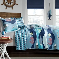 Sealife Blue 2-pc. Twin Quilt Set