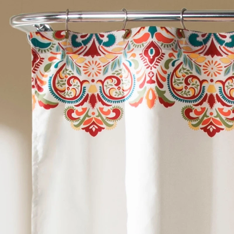 Turquoise and Tangerine Clara Shower Curtain