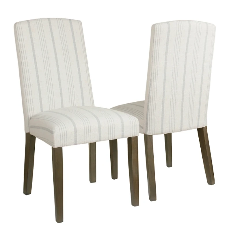 Dove Gray Stripe Parsons Chairs, Set of 2