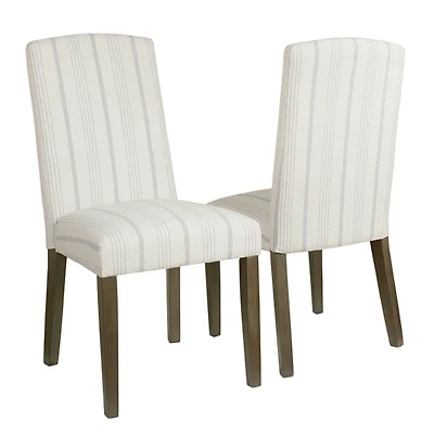 Dove Gray Stripe Parsons Chairs, Set of 2