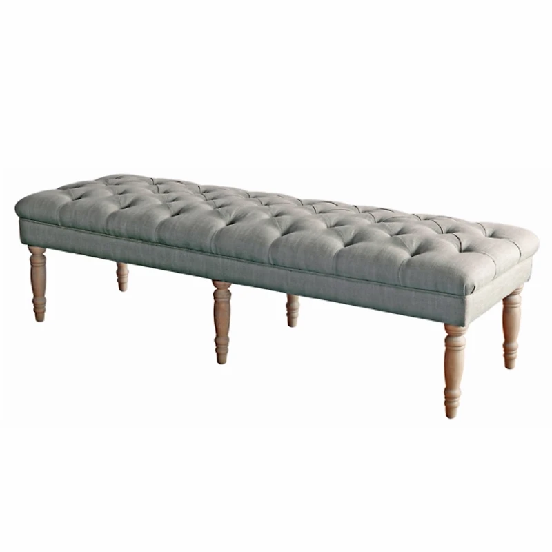 Layla Gray Button Tufted Bench