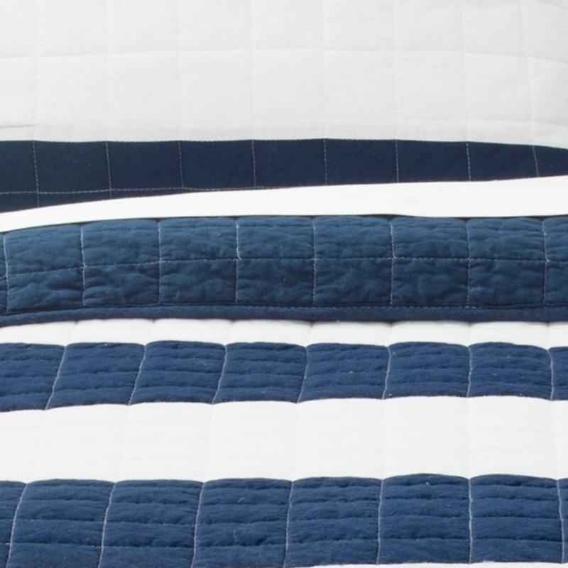 Navy Stripe 3-pc. Full/Queen Quilt Set