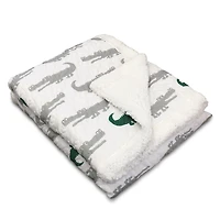 Gray and Green Alligator Sherpa Blanket
