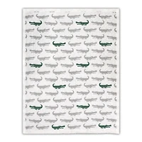 Gray and Green Alligator Sherpa Blanket