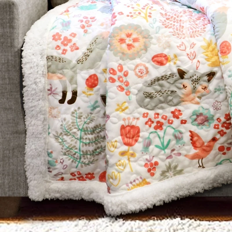 Gray Pixie Fox Sherpa Blanket