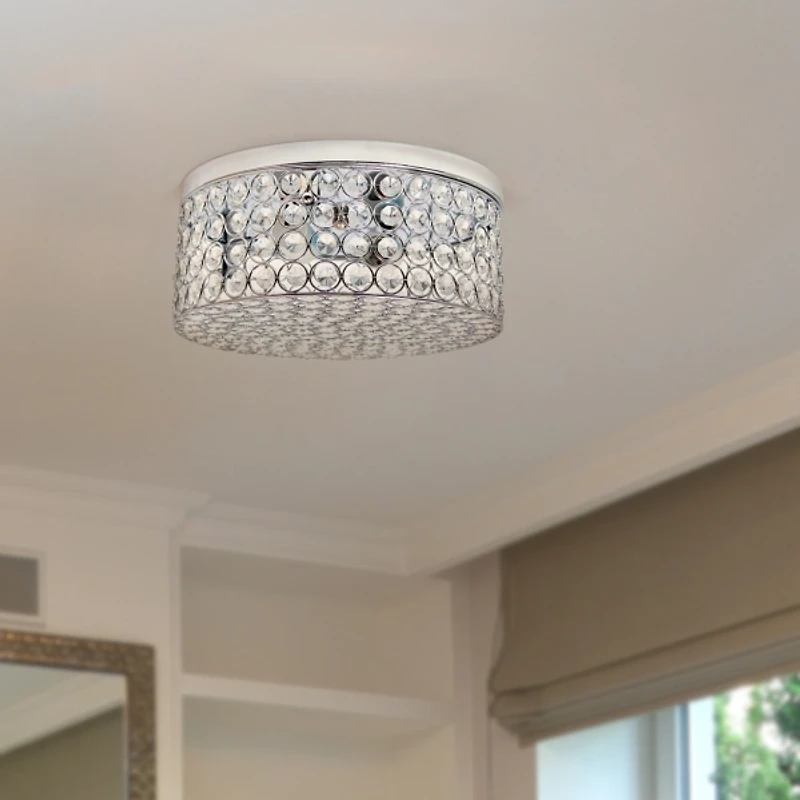 Round Crystal Flush Mount Ceiling Light