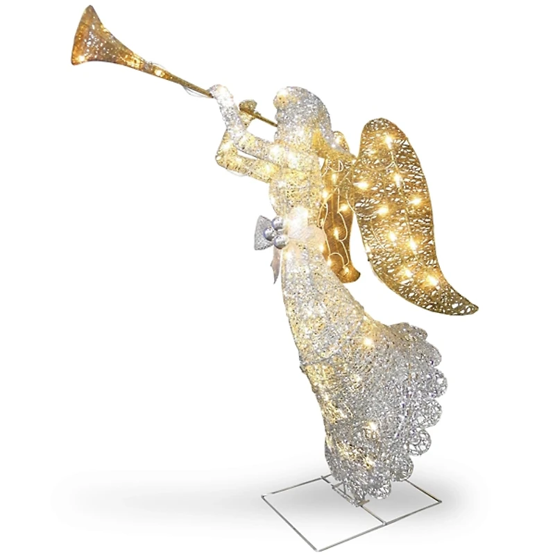 Pre-Lit Crystal Sisal Trumpeting Angel Statue
