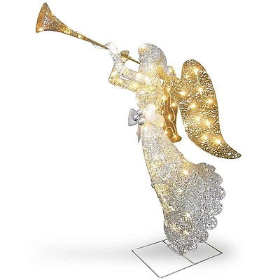 Pre-Lit Crystal Sisal Trumpeting Angel Statue