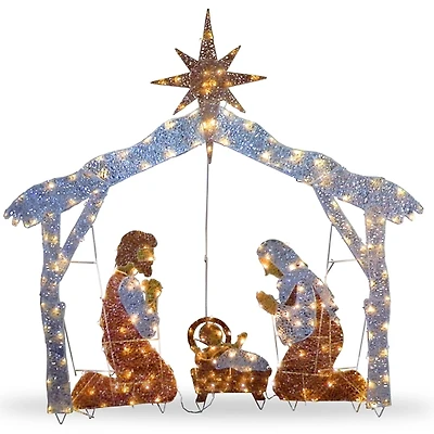 Pre-Lit Crystal Sisal Nativity Scene