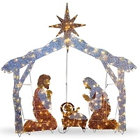 Pre-Lit Crystal Sisal Nativity Scene