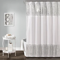 Silver Shimmer Sequins Shower Curtain