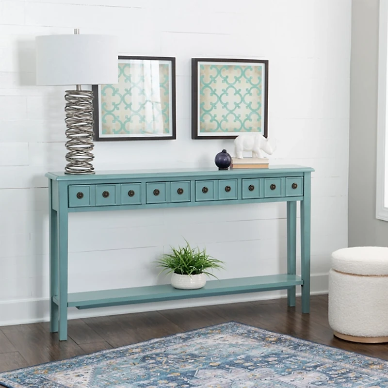 Paloma Teal 4-Drawer Console Table