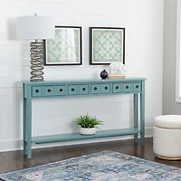 Paloma Teal 4-Drawer Console Table