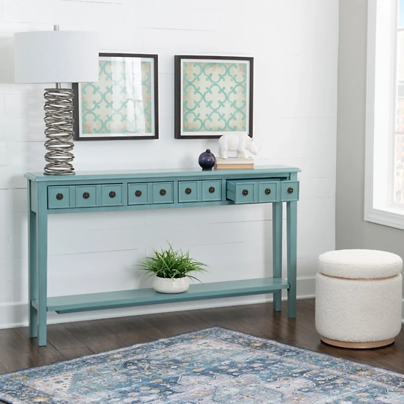 Paloma Teal 4-Drawer Console Table
