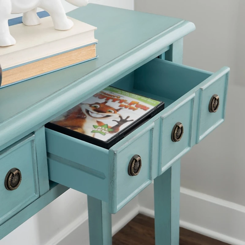 Paloma Teal 4-Drawer Console Table