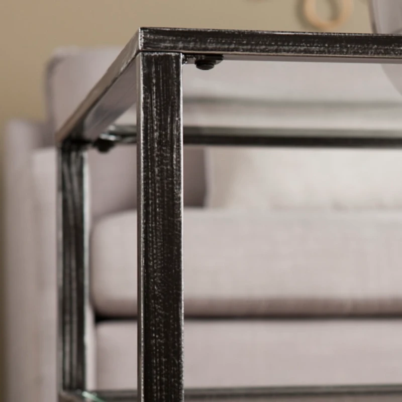 Mara Glass and Black Metal Coffee Table