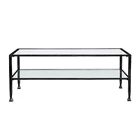 Mara Glass and Black Metal Coffee Table