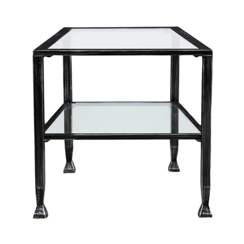 Mara Glass and Black Metal Coffee Table