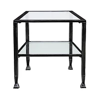 Mara Glass and Black Metal Coffee Table