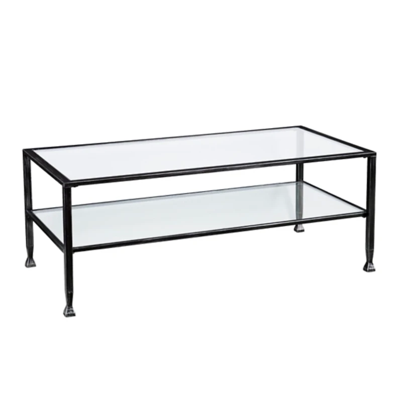 Mara Glass and Black Metal Coffee Table