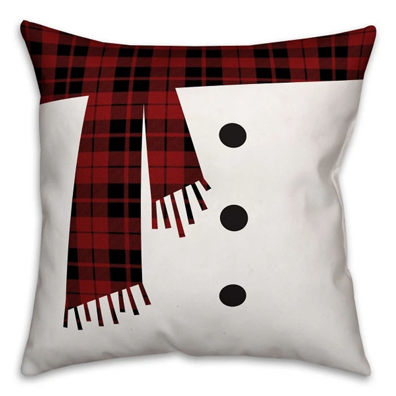 Snowman Scarf and Buttons Pillow